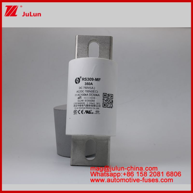 RS309-MF 350A Otomotif Bolt Stud-mount Keramik Tubular FUSE DC700AV DC Khusus dirancang untuk EV / HEV Perlindungan