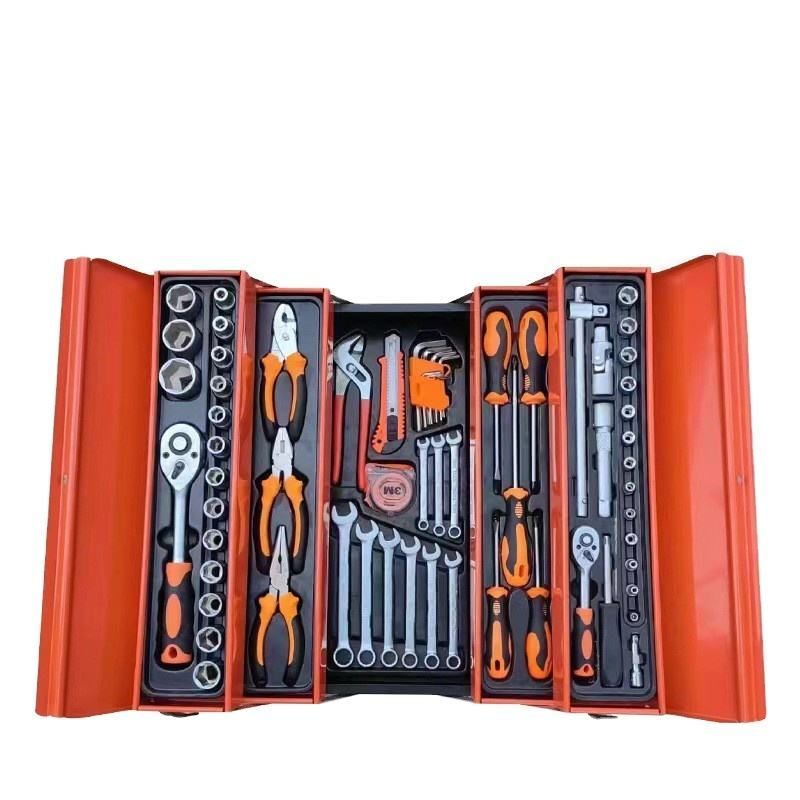Set Kombinasi Kotak Alat Besi 85 Piece Mesin Perbaikan Tiga Lapisan Lipat Sleeve Set untuk Alat