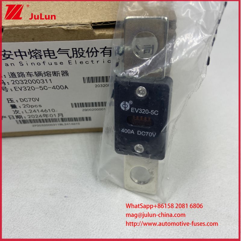 EV320-5C 5X -400A 175A DC70V Sekering Kendaraan Listrik Metode Pemasangan M8 Sesuai dengan Standar ISO8820-5 dan GB/T31465.5-2015
