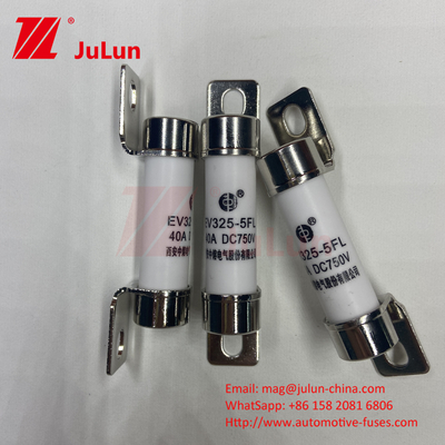 10A-50A 750VDC Fuse Keramik Otomotif Dengan Bolt Mount Keramik Ev325 Fuse Breaking Capacity EV325 20KA 50kA 15A 25A