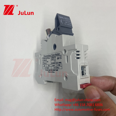 TUV DC Solar Fuse Fusible Holder Box Base DNPVF1-32 Perlindungan Sistem Surya 10x38MM 1000V GPV Fast Blow Keramik DIN Rail