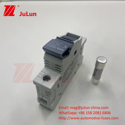 Fuse holder 30A 63A 500V 10x38 RT18-32 Fuse holder silinder 10A 1000DC Fuse surya PV untuk perlindungan fotovoltaik