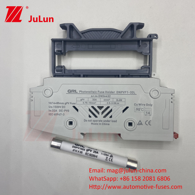 Fuse 1500vdc 20a DNPVF1-32L Sistem Surya Pv Fuse 1500vdc Fast Blow Keramik DIN Rail Moun 10x85MM 1500V Fuse Termal
