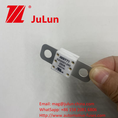 250A 150VDC A202001 ASTM Fuse Keramik Otomotif untuk Car Charger Dan dll. Terbuat dari Keramik Tembaga Perak Kuarsa emas pasir