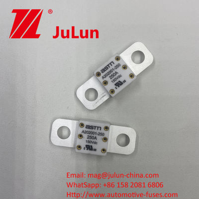300A 150VDC A202001 cara pemasangan sekrup mudah dipasang 20 * 55mm Fuse Keramik Otomotif dengan torsi ketat yang direkomendasikan 11-13N · m Untuk M8