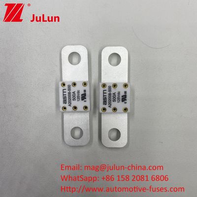 Kapasitas Pemecahan Tinggi 350A 125Vdc EV Fuse Ukuran Kecil Perlindungan Sirkuit Singkat Rating High Current