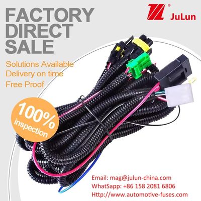 Lampu Kabut Relay Fuse Switch Assembly Kit Karet Kabel Terisolasi Otomotif 9006 LED Light Bar Wiring Harness Dengan DRL Untuk Mobil