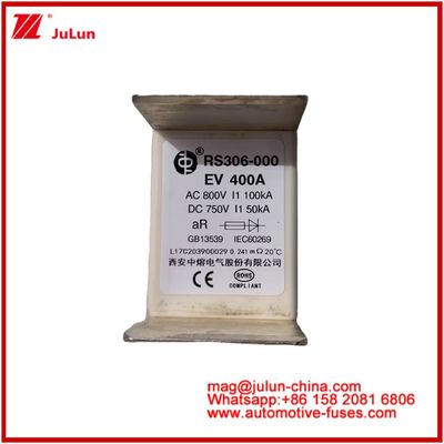 Kategori Penggunaan EV 400A AC800V 100KA DC750V 50KA Tabung Keramik Fuse Perlindungan Sirkuit Otomotif Untuk Kendaraan Listrik