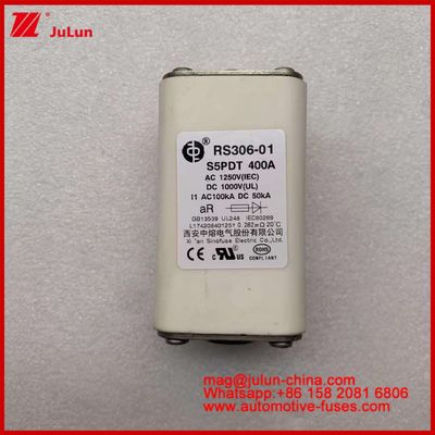 400A AC1250V IEC 100KA DC1000V UL AR Keramik Persegi Mobil Mobil Fuse Perlindungan Sirkuit Untuk Kendaraan Listrik Dan Mobil