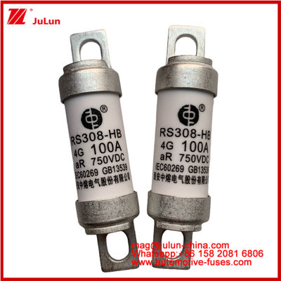 RS308-HB 4G 100A AR 750VDC 50KA Fuse Untuk Perlindungan Sirkuit Otomotif Kinerja Sesuai dengan Desain Tubular Keramik JASO D622