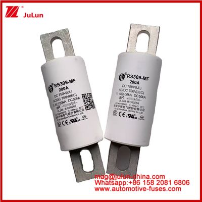 Fuse Keramik Tubular Kendaraan Jalan RS309-MF 200A 750VDC UL Kapasitas Patah Tinggi