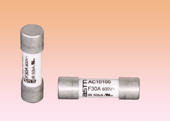 CCC 600VAC / DC 10x38mm Sekering Keramik Tegangan Tinggi